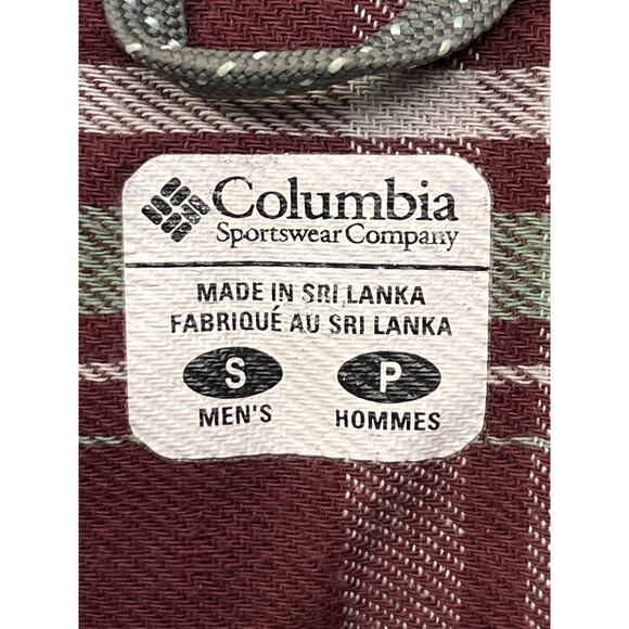 Columbia Omni Wick Shirt Flannel Mens Size Small Burgundy Button Up Plaid Pocket - Picture 4 of 8
